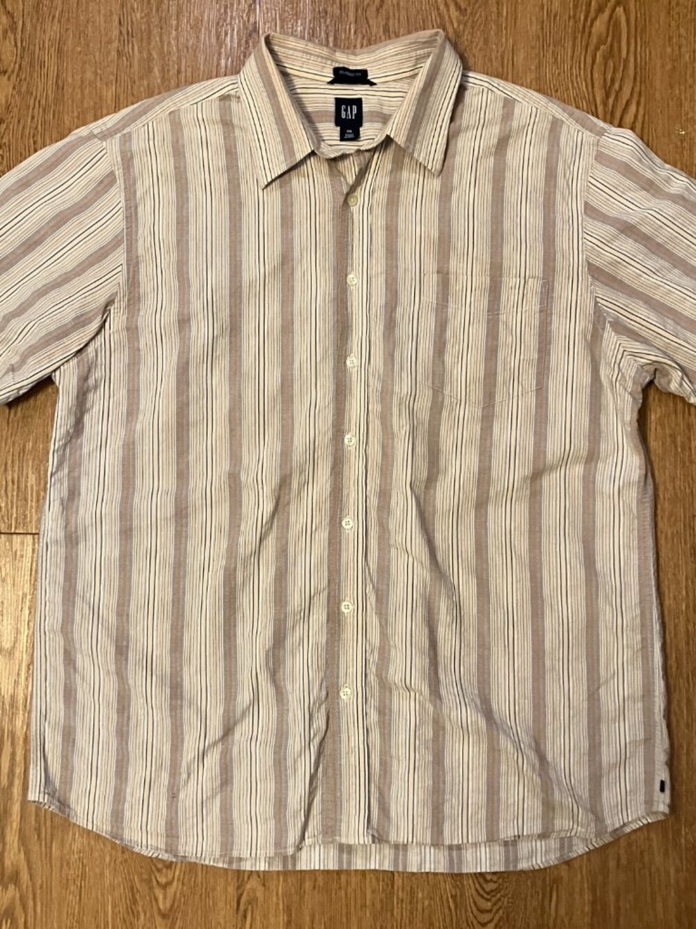 VTG 2005 Gap Short Sleeve Shirt Multi Stripe Hipster Indie